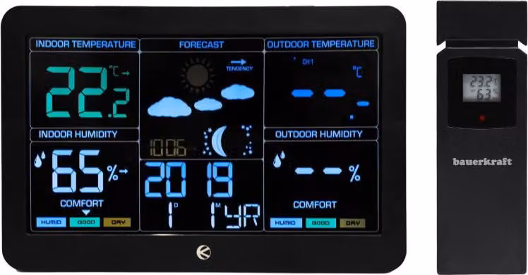 Stazione meteo wireless termometro barometro orologio sveglia previsioni