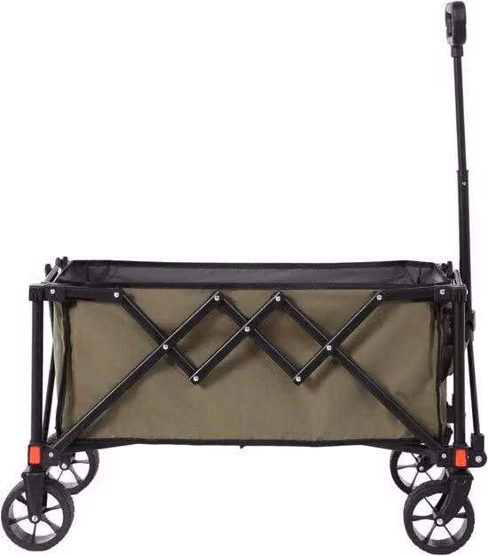 Carrello pieghevole – Carrello della spesa – Carrello da giardino – Carrello da campeggio – Tenda da campeggio pieghevole – Con maniglia regolabile – Ruote multidirezionali – Verde