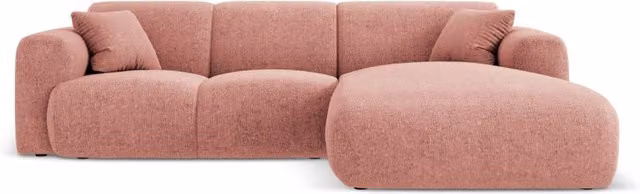 Divano angolare destro Nolio Cosmopolitan Design a 4 posti in ciniglia rosa L 260 cm x P 170 cm x H 72 cm