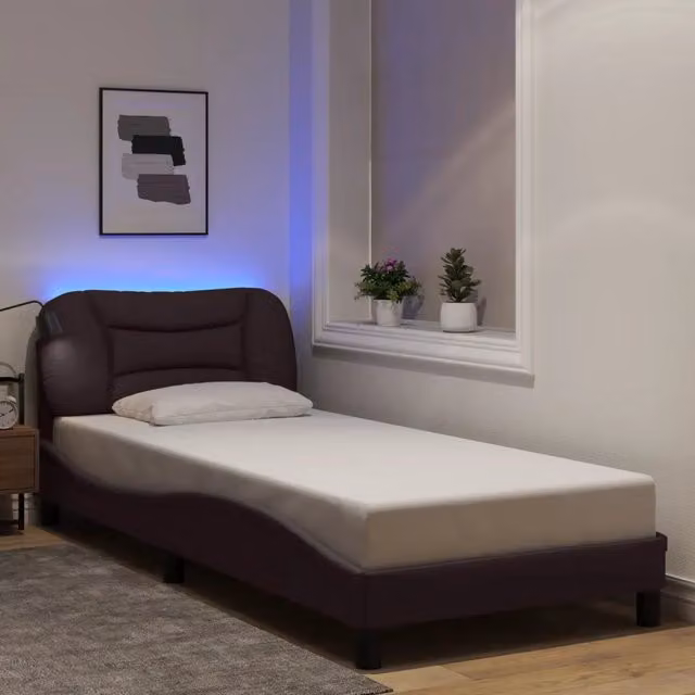 Letto contenitore con illuminazione LED e porta USB Hvar vidaXL Marrone Scuro L 90 x P 200 cm – 1