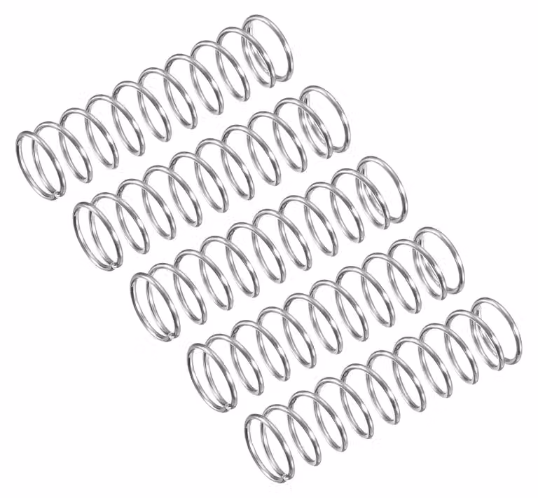 Molle a compression, 5 pezzi, acciaio inossidabile 304, 7x0,5x25 mm, colore argento