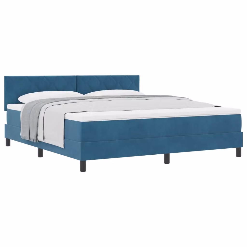 Letto a molle moderno vidaXL in velluto blu con testiera, L/P/H: 180 x 200 x 103 cm – 2