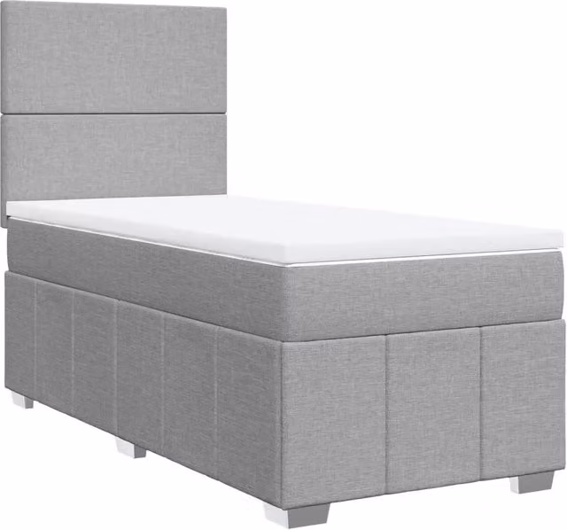 Letto singolo | Letto per adulti | Giroletto a Molle con Materasso Grigio Chiaro100x200 cm Tessuto
