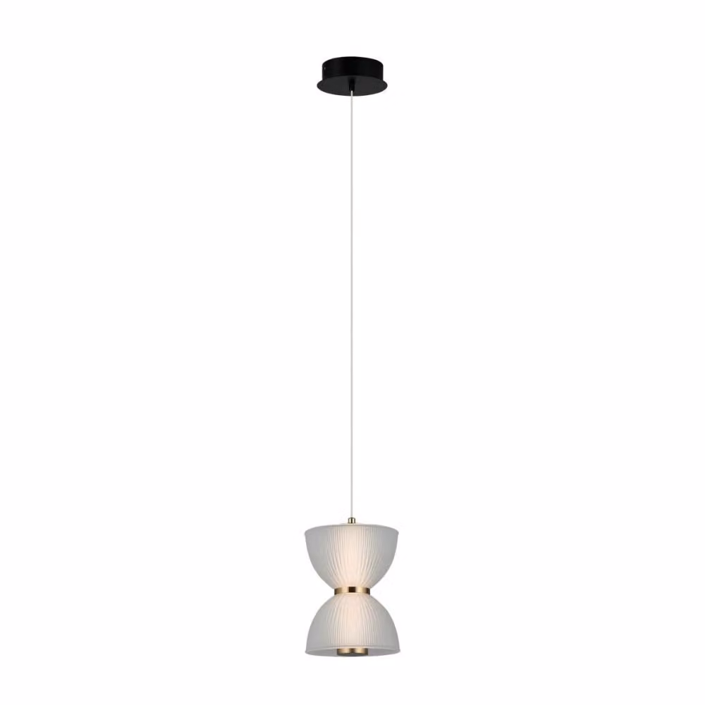 Lampada a sospensione decorativa per soggiorno in bianco e nero paralume a clessidra colore caldo LED 8W TICA Italux
