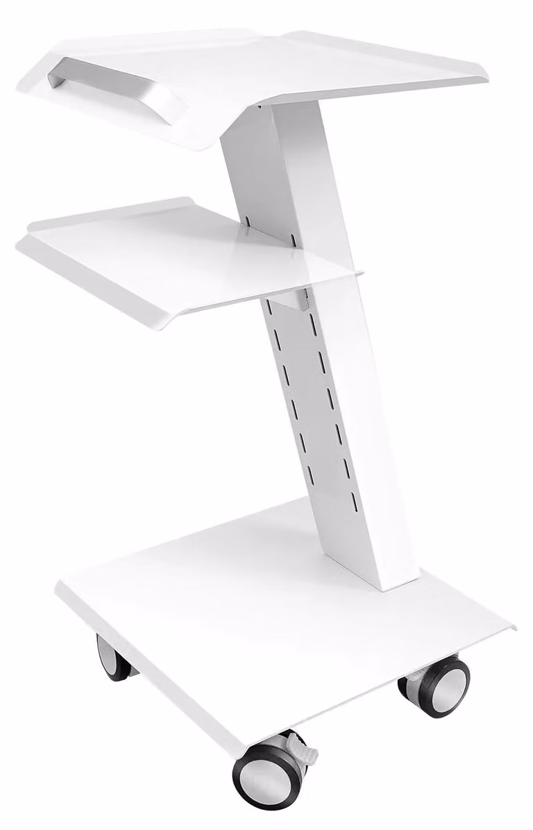 Carrello per parrucchiere a 3 ripiani - 3 prese multiple - Capacità di carico: 100 kg - 4 ruote - Acciaio/PVC - Bianco