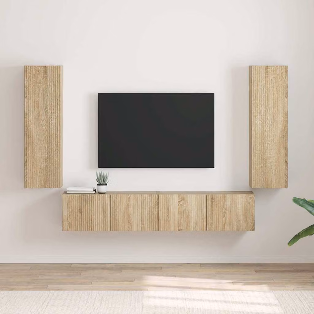 Set di 2 supporti mobili per TV da parete vidaXL in legno ingegnerizzato color marrone Sonoma con finitura opaca