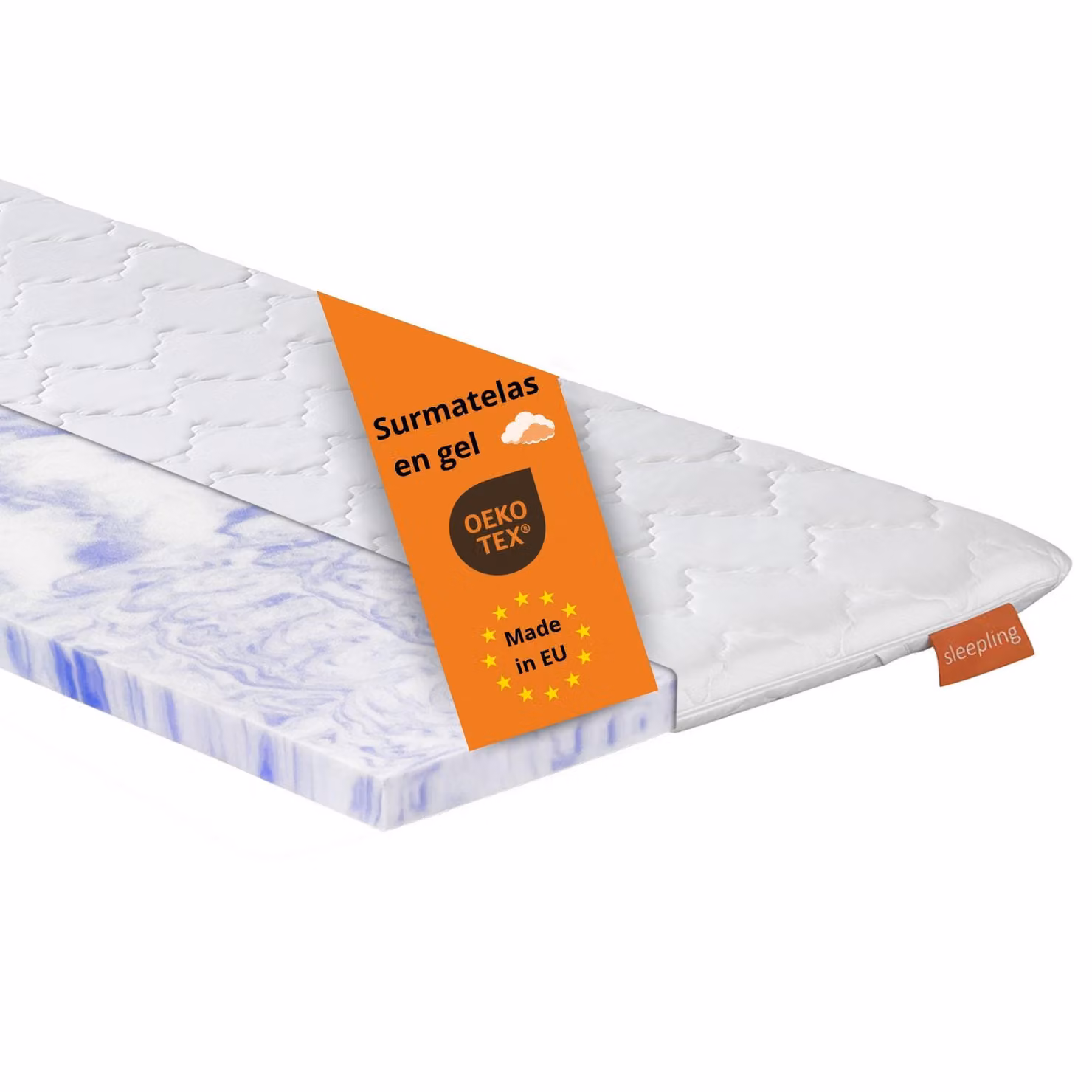 topper ortopedico in schiuma di gel, 100x200 cm, per tutti i materassi, con effetto memoria, sleepling