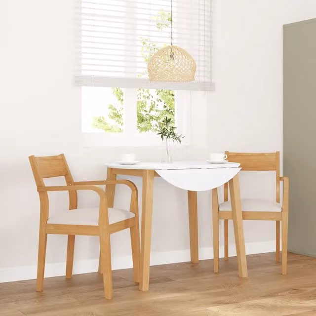 Set di 2 sedie da pranzo vidaXL in legno di Hevea naturale con cuscini beige e braccioli per soggiorno o cucina