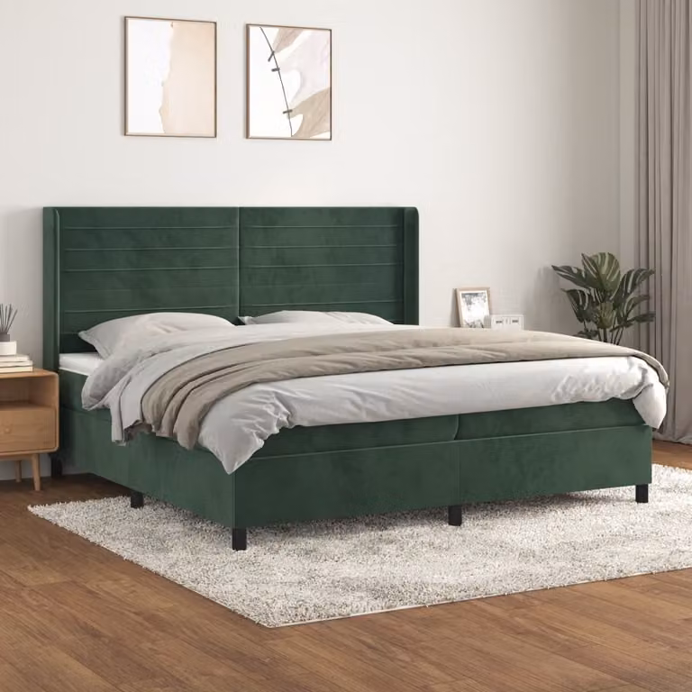 Maison Exclusive - Letto boxspring con materasso verde scuro 200x200 cm velluto