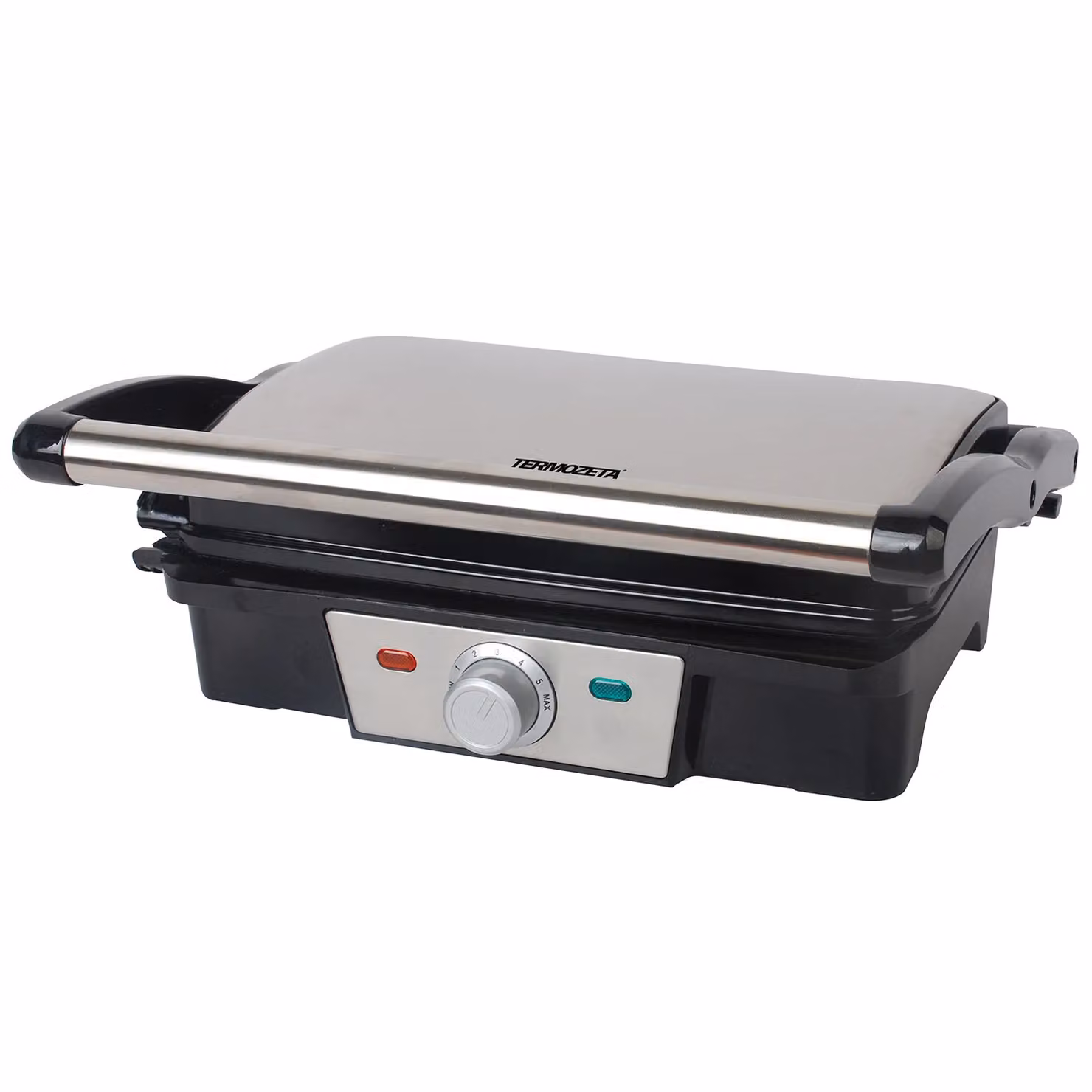 Piastra Elettrica Professional Grill TERMOZETA 1500 Watt in metallo e acciaio inox, colore silver – 1