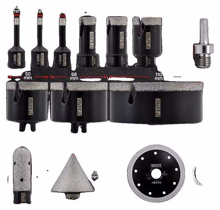 Set di punte a , rivestimento diamantato, set da 12 pezzi, kit da 14 pezzi con 2 dischi, filettatura M14