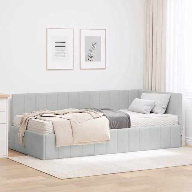 Struttura Letto Angolare con Materasso 2 pz Grigio chiaro 3393848