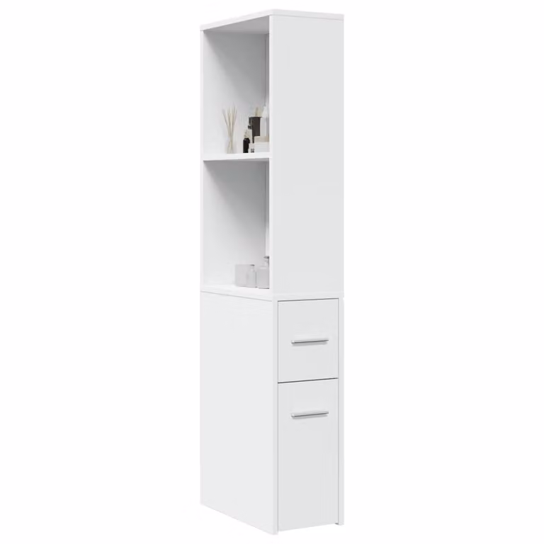 Armadietto da bagno stretto con ruote vidaXL bianco in legno e MDF L/P/H: 20 x 41 x 135 cm