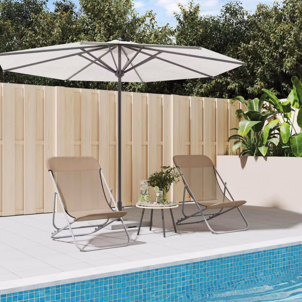 Set di 2 sedie pieghevoli vidaXL in textilene e acciaio verniciato, colore beige/grigio