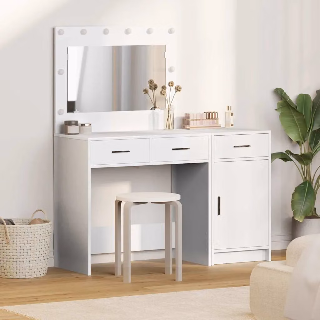 Set di 2 Tavoli da Trucco Moderni vidaXL in MDF Bianco L 40,3 cm x P 41 cm x H 75 cm
