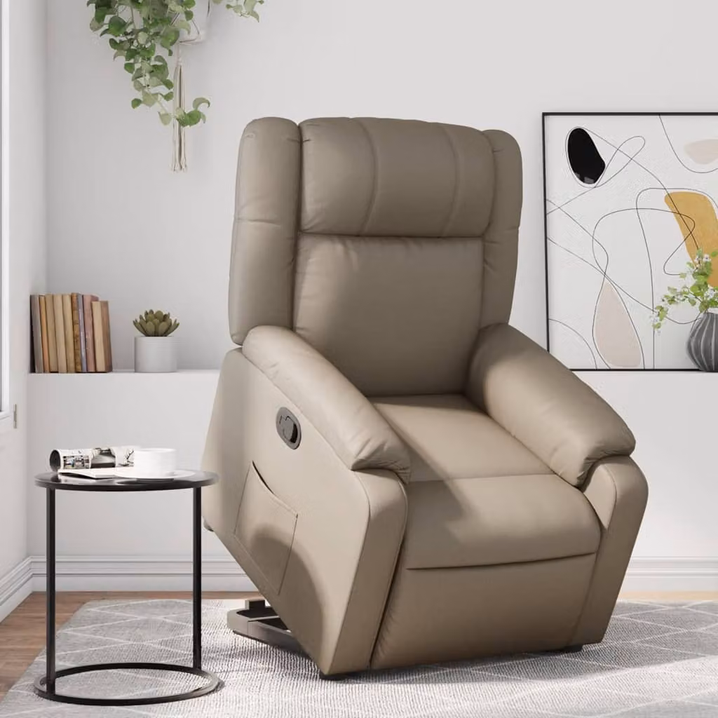 vidaXL Poltrona Alzapersona Reclinabile con Assistenza Elettrica in Similpelle Beige o Marrone