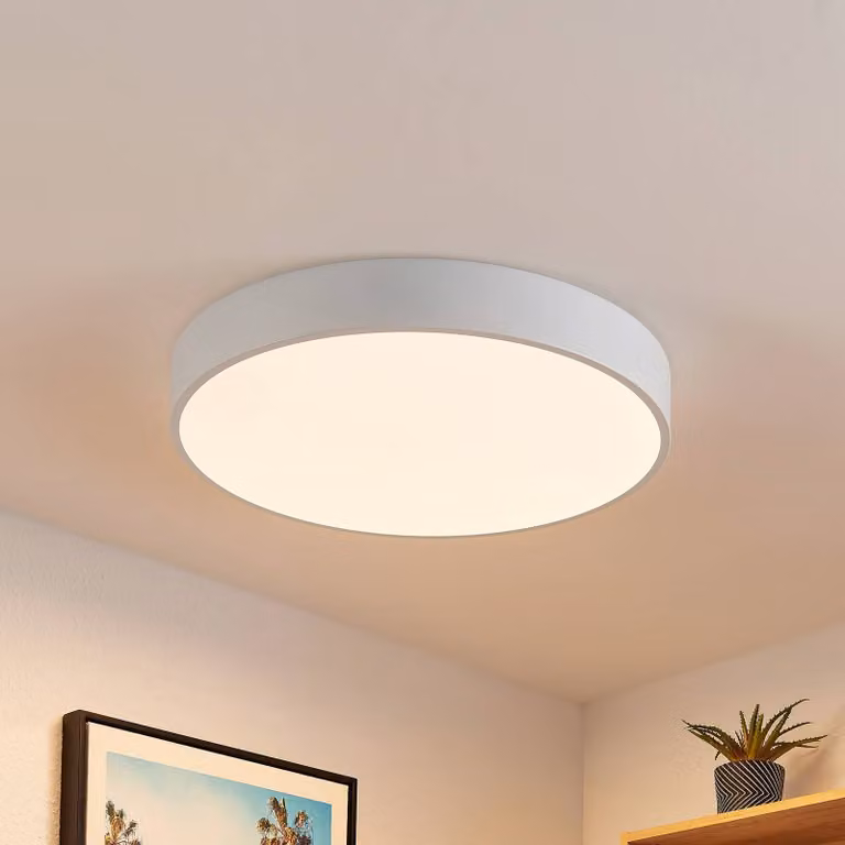 Plafoniera a LED Simera Lindby, dimmerabile, Bianco / Opale, Soggiorno / Sala da pranzo, Plastica, Moderno, Plafoniera LED