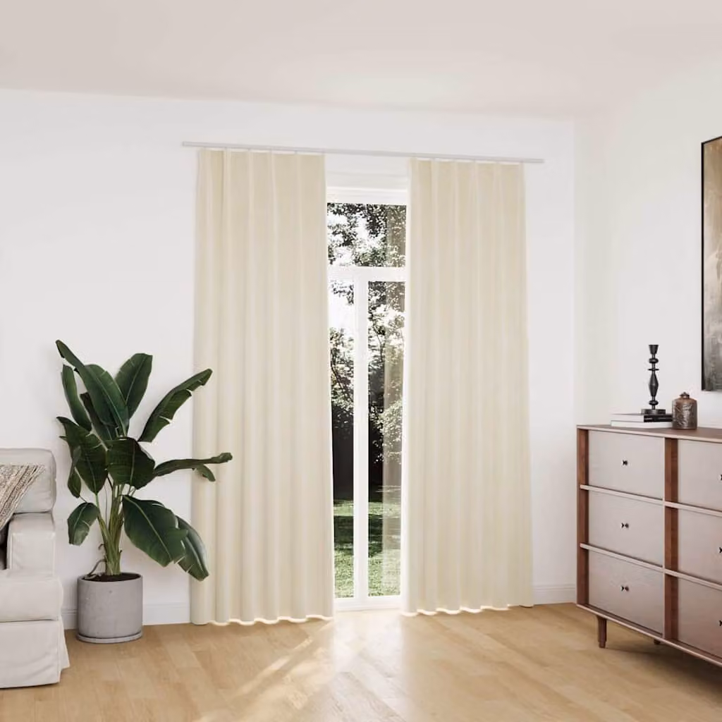 Set di 2 tende oscuranti vidaXL in velluto beige con ganci, L 140 cm x H 225 cm