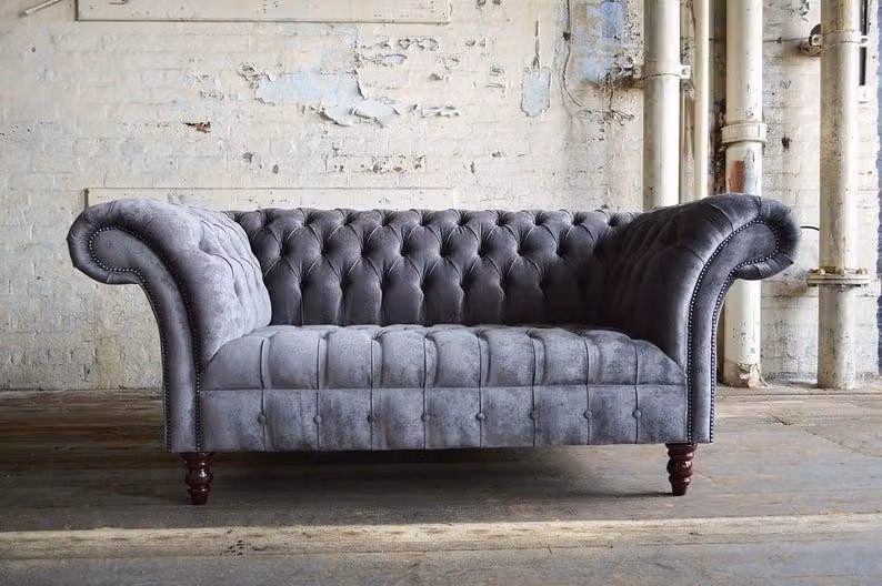 Luxus Design Sofa 2 Sessel Couch Polster Klassische Textil Sofas Chesterfield