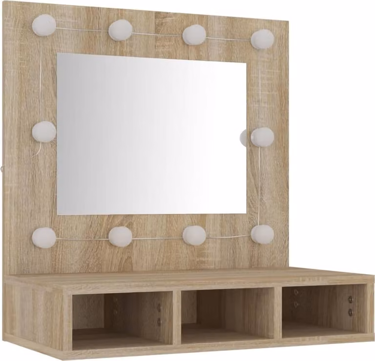 Mobile a Specchio con LED Rovere Sonoma 60x31,5x62 cm