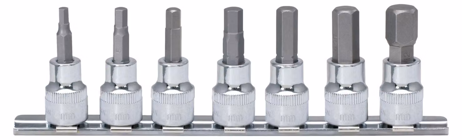 set di bussole esagonali 1/4" CHROMEplus, 7 pezzi2,5-8 mm