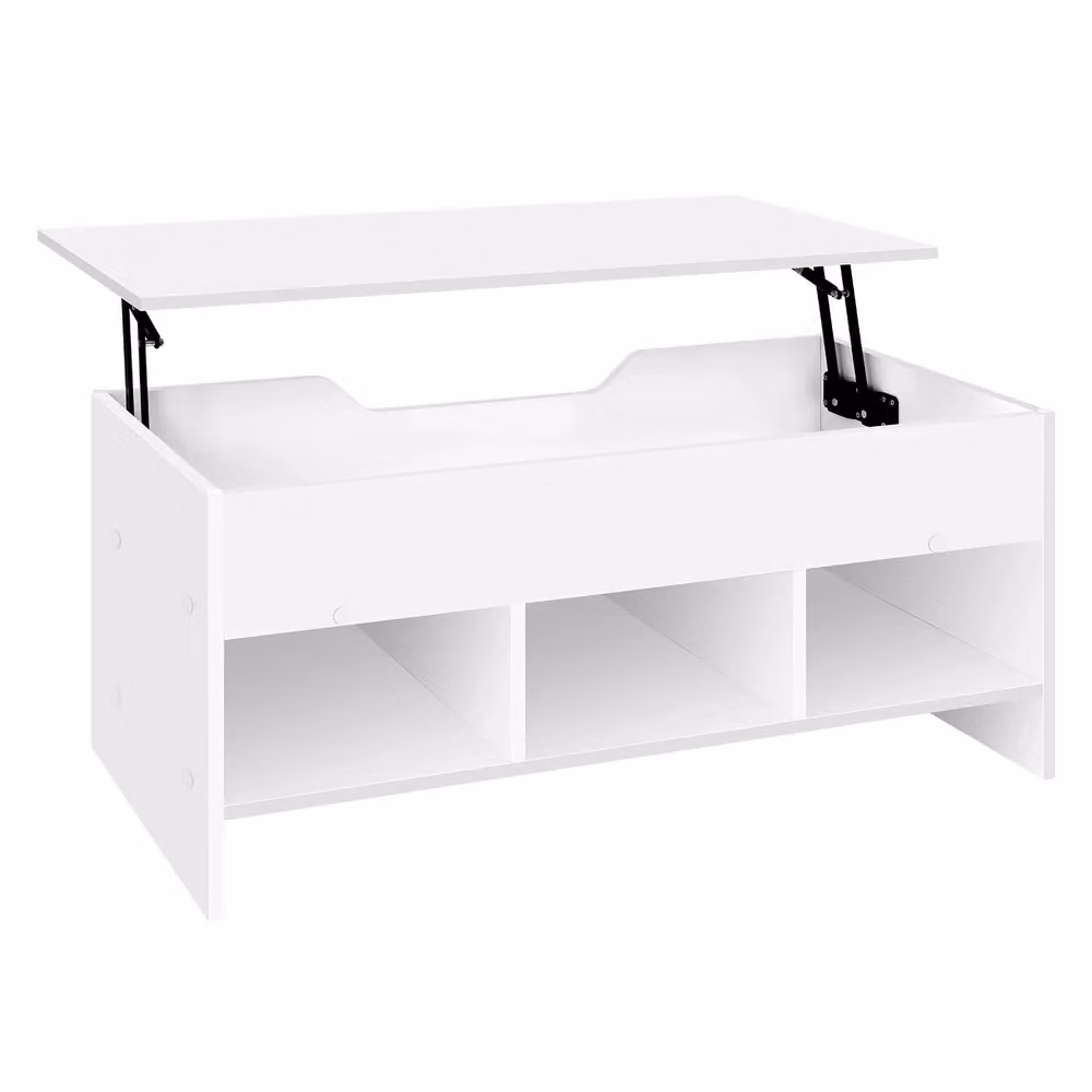 Tavolo trasformabile Minimal in legno multistrato bianco per soggiorno, sala da pranzo o ufficio, L: 96 cm, P: 60,5 cm, H: 51 cm – 2