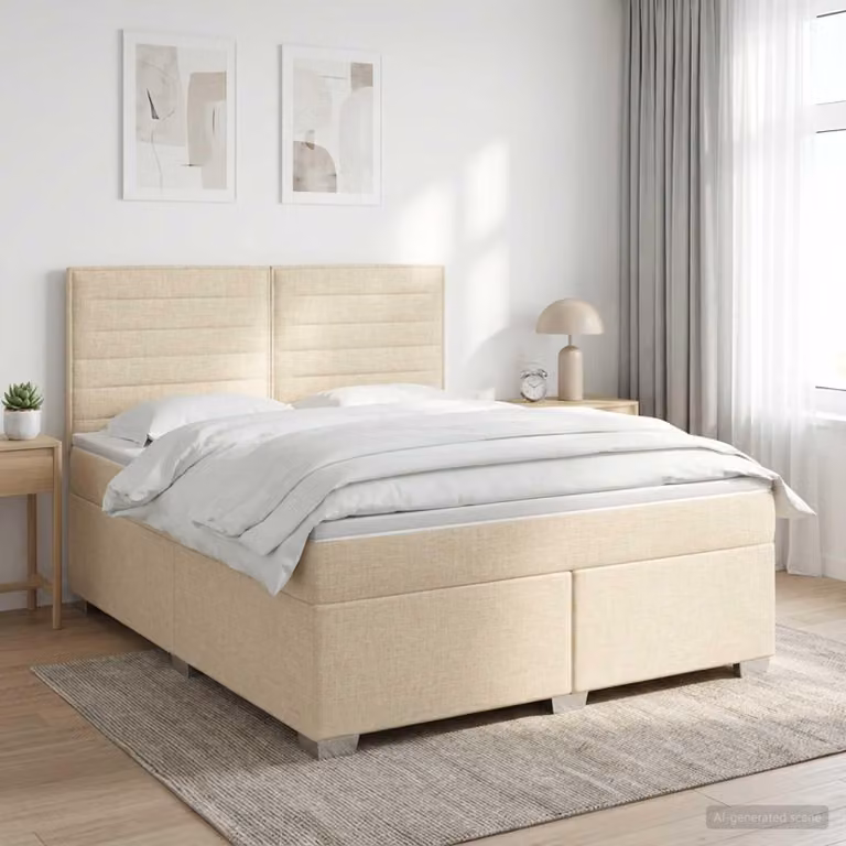 Maison Exclusive - Letto boxspring con materasso Crema 140 x 200 cm Tessuto