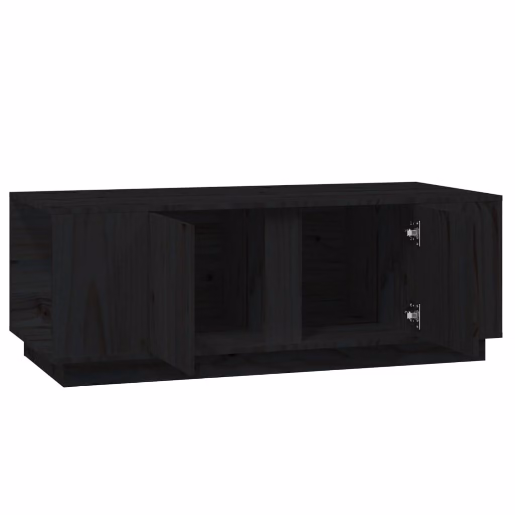 Tavolino da Salotto Nero 110x50x40 cm Legno Massello di Pino