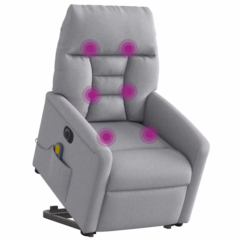Poltrona Alzapersona con Massaggio Elettrico vidaXL Grigio Chiaro in Tessuto con Braccioli – 2