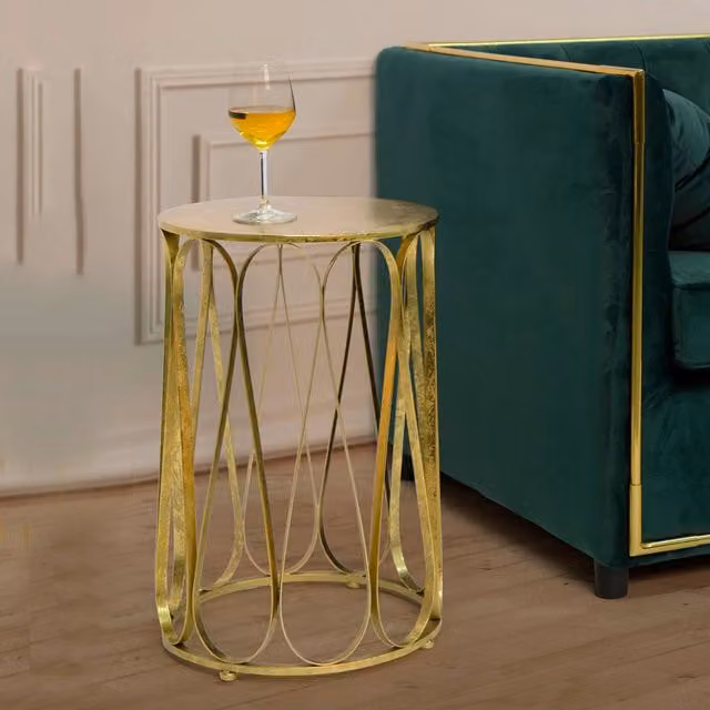 Tavolino da salotto Danoba oro con piano rotondo in metallo L/P/H: 37 x 37 x 58 cm – 1