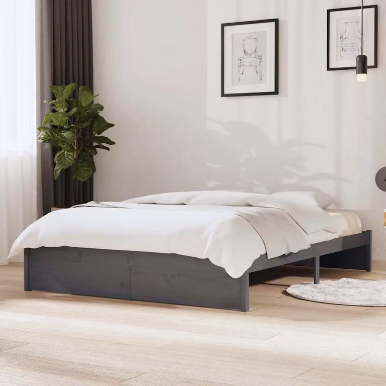 Giroletto vidaXL in legno massello di pino grigio L: 140,5 cm, P: 195,5 cm