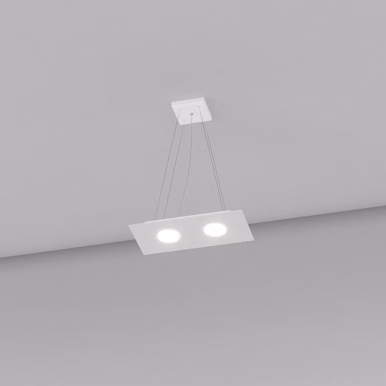 Lampadario Moderno Rettangolare Area Metallo Bianco 2 Luci Gx53