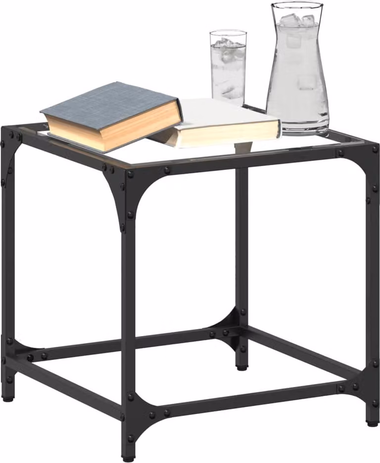 Maison Exclusive - Tavolino con piano in vetro trasparente, 40x40x40 cm, struttura in acciaio