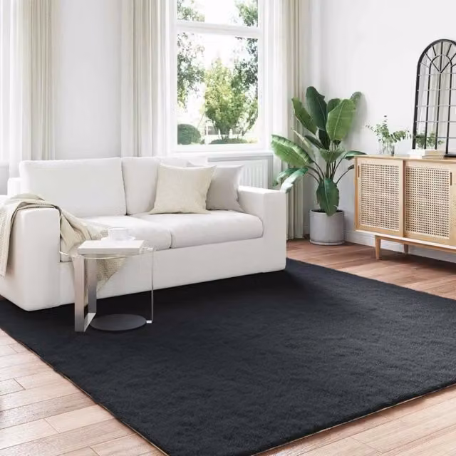 Tappeto in ecopelliccia antiscivolo vidaXL Nero 240 x 240 cm