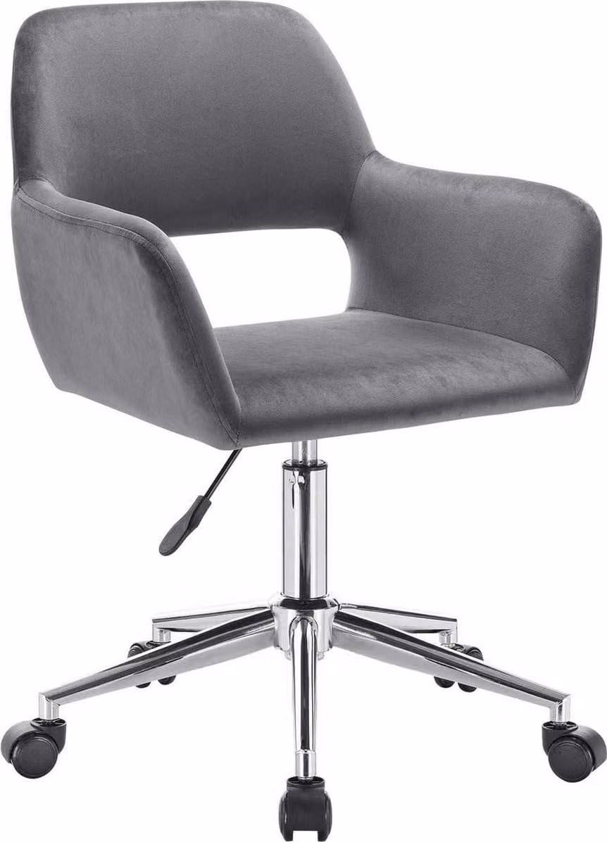 Sedia da ufficio Diva - Sedia ergonomica girevole con braccioli - Regolabile in altezza - Velluto - Grigio scuro - Per adulti - Su rotelle