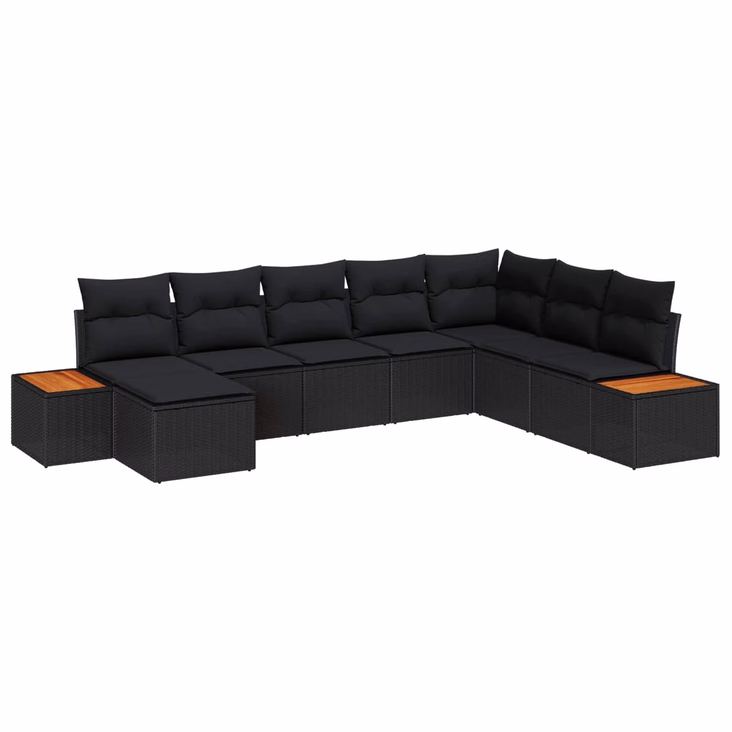 Set Divano da Giardino vidaXL 8 Pezzi in Poly Rattan Nero con Cuscini e Struttura in Acciaio Verniciato a Polvere – 1