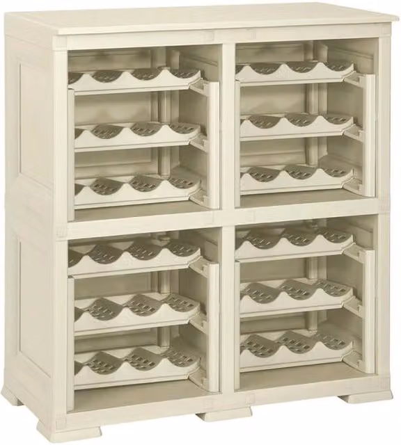 Scaffale Portabottiglie Tontarelli per 48 Bottiglie, Mobile Cantinetta Moderna Bianco Opaco, L/P/H: 79 x 42,5 x 85,5 cm