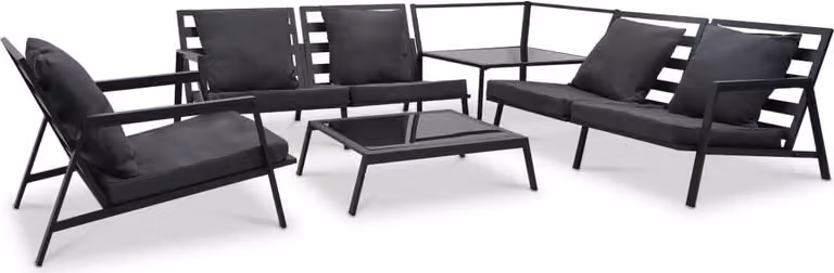 The Living Store Set da giardino 5 pezzi con cuscini in alluminio grigio scuro