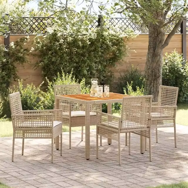Set da Pranzo per Giardino 5 pz Beige polyrattan 3334918