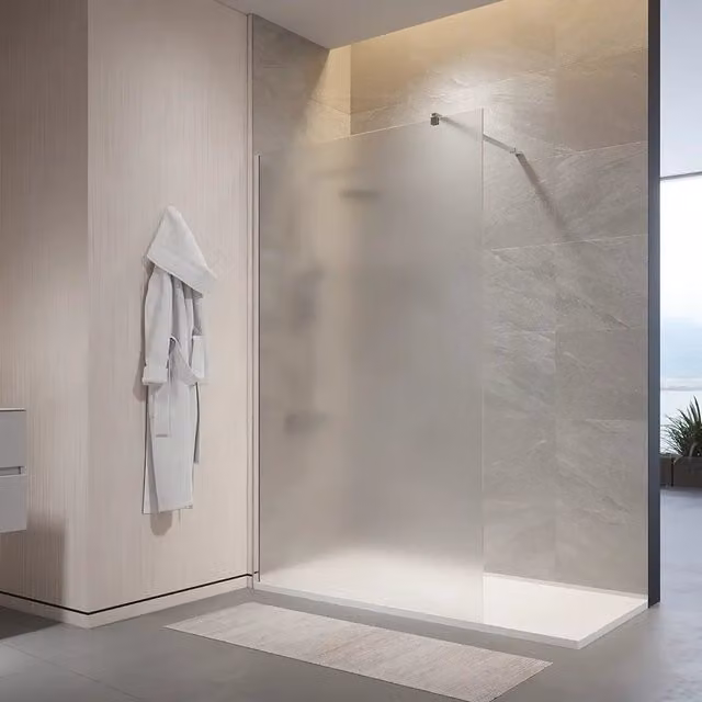 Doccia walk-in 110cm vetro temperato anticalcare 10mm opaco profili cromati | Naxos
