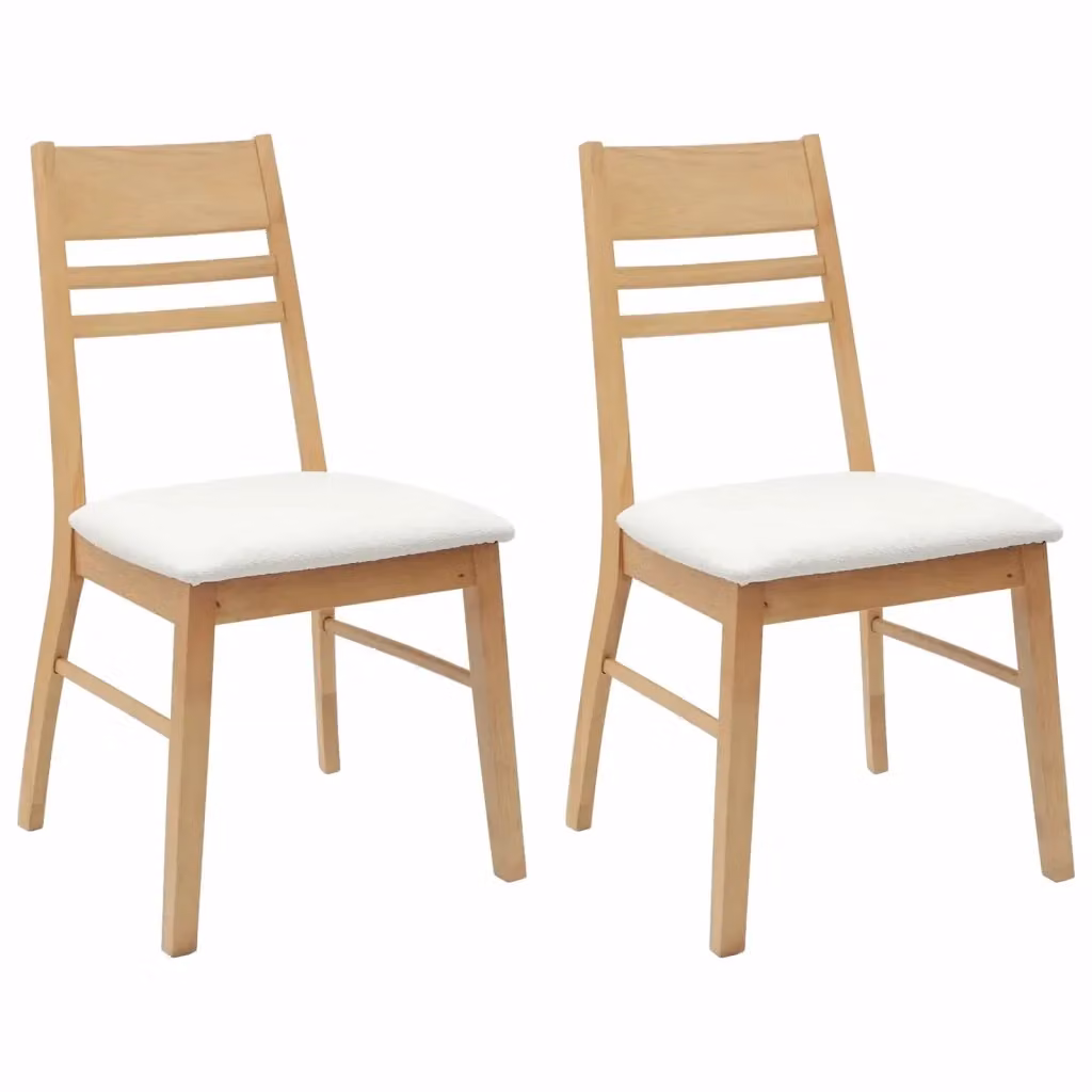 Set di 2 sedie da pranzo moderne vidaXL in legno di gomma naturale L/P/H: 43 x 54 x 89 cm – 2