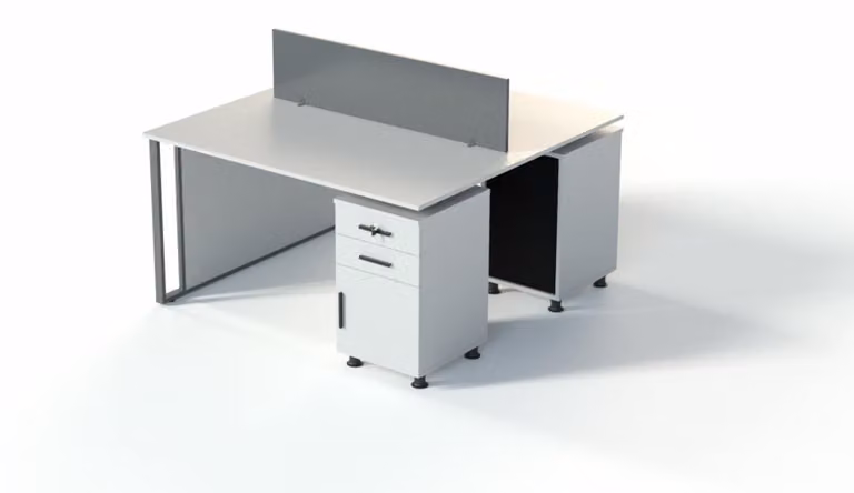 Schreibtisch ohne Schubladen Weiß Modern Tisch mit Metallgestell
