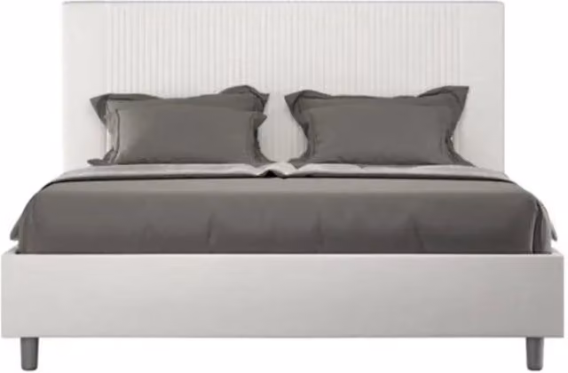 Letto matrimoniale senza rete imbottito 160x210 similpelle bianco Goya