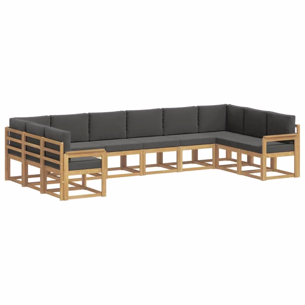 Set di divani da esterno a forma di L vidaXL in legno di acacia con cuscini Bianco e Antracite – 2