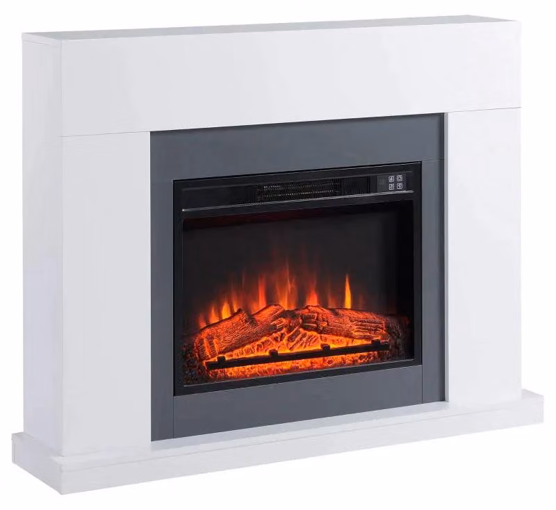 Camino elettrico a LED con telecomando | Colore: Bianco | Dimensioni: 113x26,6x87,5 cm