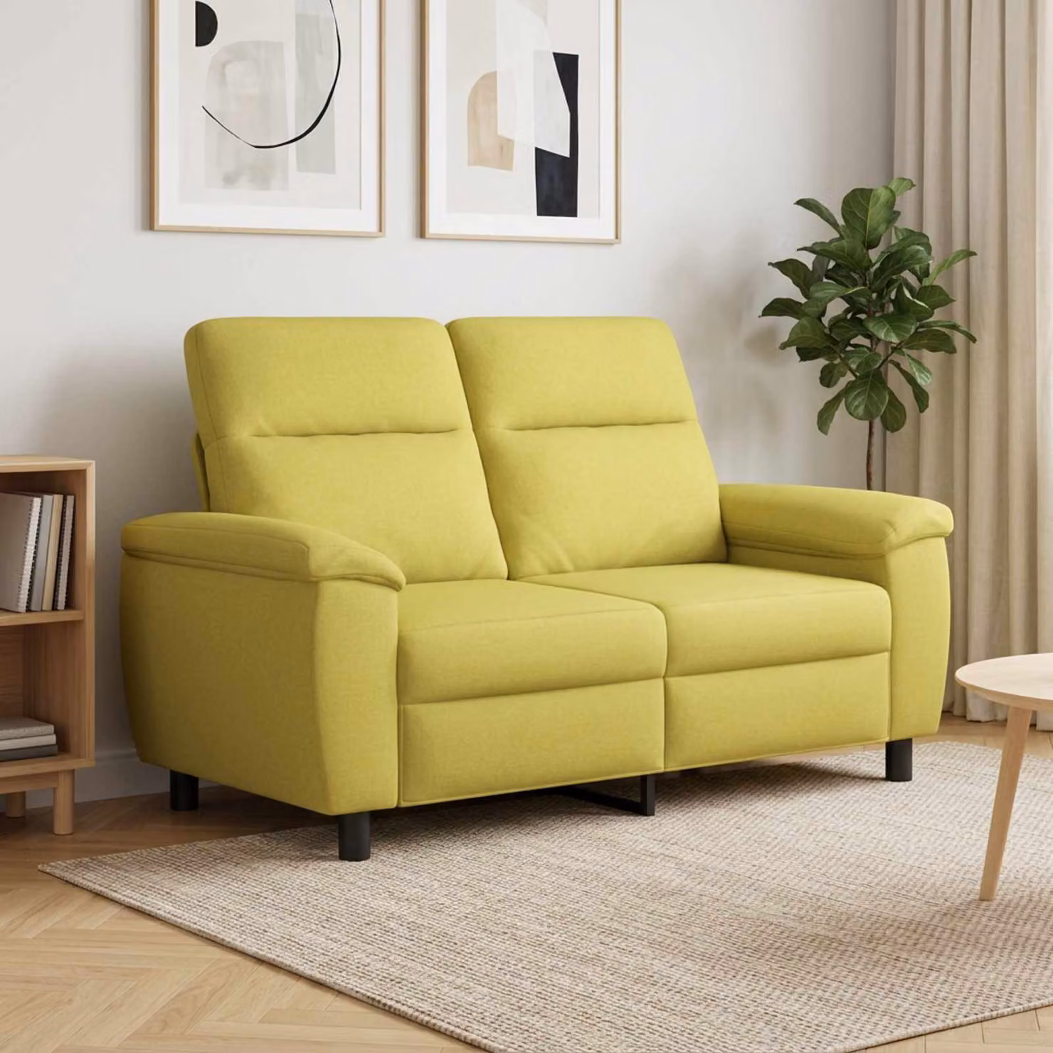 Divano moderno vidaXL in tessuto verde con struttura in metallo L: 158 cm, P: 90 cm, H: 95 cm