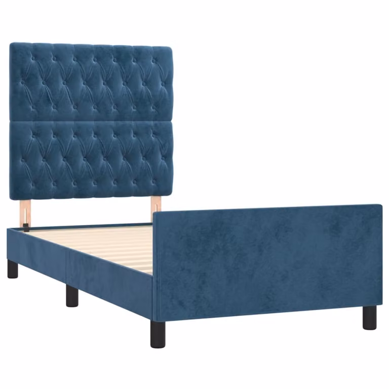 Giroletto senza Materasso Blu Scuro 90x190 cm in Velluto