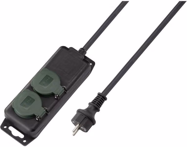SY-5145338 Presa multipla senza interruttore contatto di terra nero verde (SY-5145338)