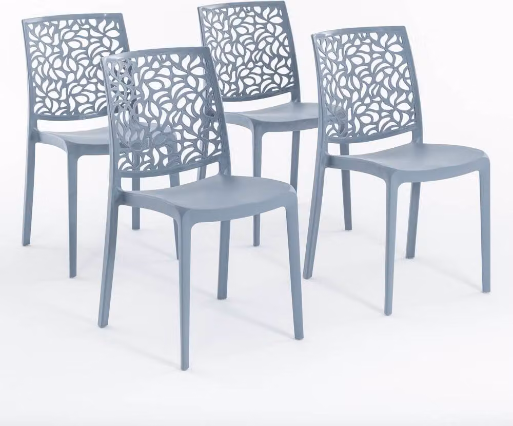 set di 4 sedie impilabili in polipropilene con fibre di vetro per esterni e giardino, bar e ristorante, cucina design moderno - ANNA - Cemento