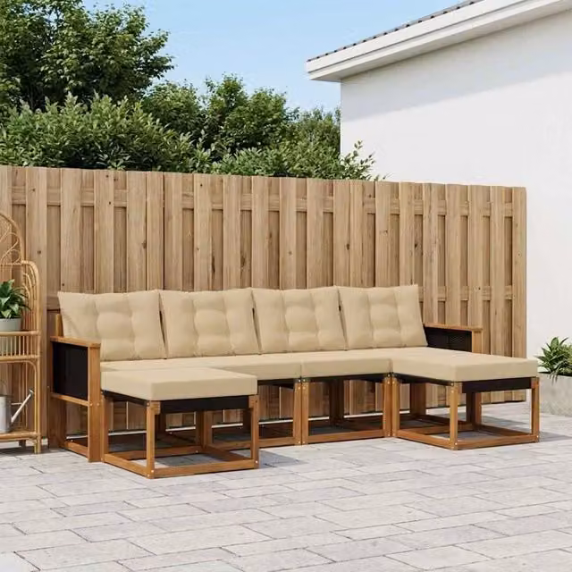 Set di divani da esterno 6 pz Naturale e Beige 3382121